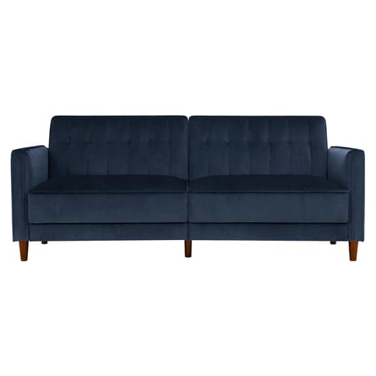 Pina Velvet Sofa Bed With Wooden Legs In Blue_5