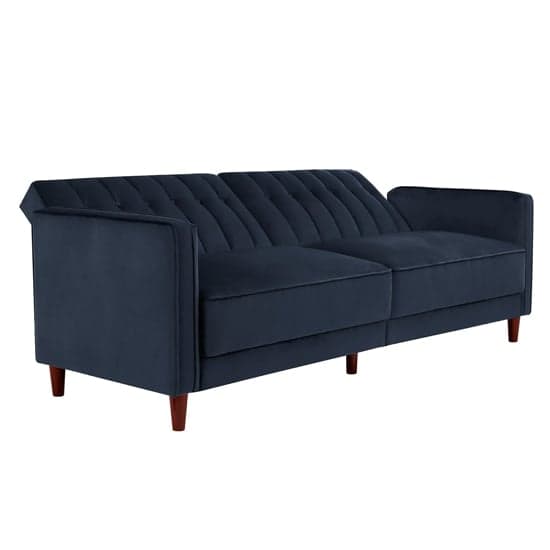 Pina Velvet Sofa Bed With Wooden Legs In Blue_6