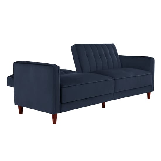Pina Velvet Sofa Bed With Wooden Legs In Blue_7