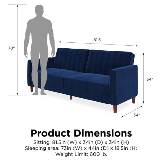 Pina Velvet Sofa Bed With Wooden Legs In Blue_9