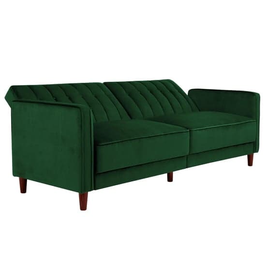 Pina Velvet Sofa Bed With Wooden Legs In Green_6
