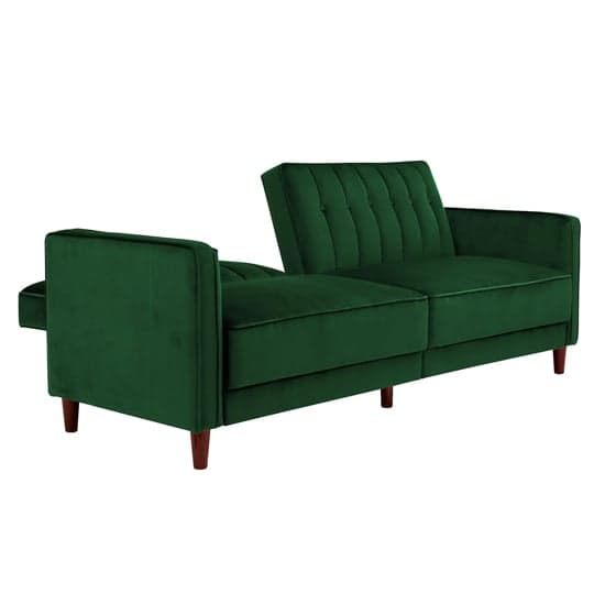 Pina Velvet Sofa Bed With Wooden Legs In Green_7