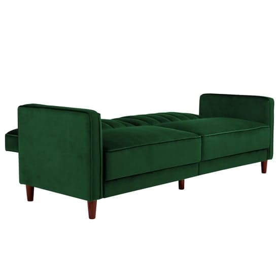 Pina Velvet Sofa Bed With Wooden Legs In Green_8