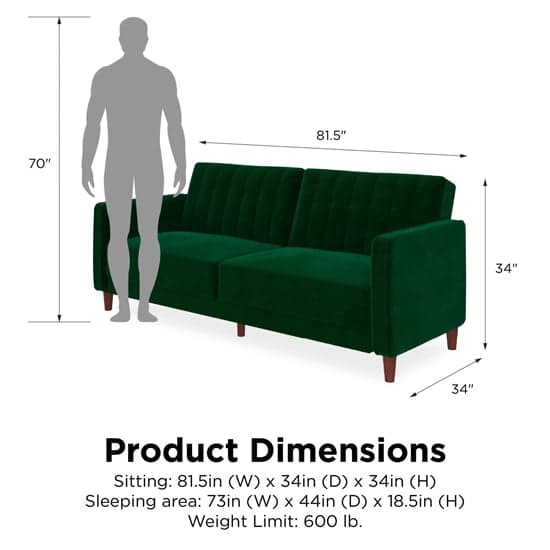 Pina Velvet Sofa Bed With Wooden Legs In Green_9