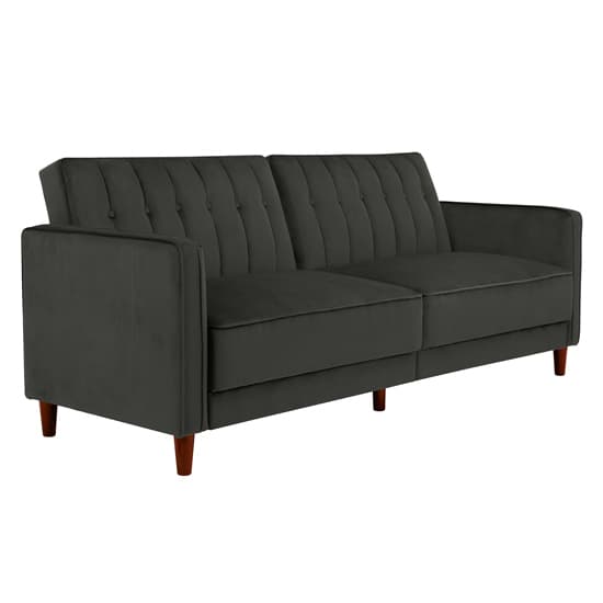 Pina Velvet Sofa Bed With Wooden Legs In Grey_4
