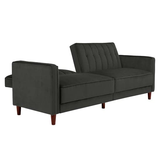 Pina Velvet Sofa Bed With Wooden Legs In Grey_5
