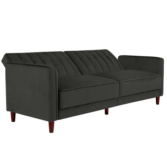 Pina Velvet Sofa Bed With Wooden Legs In Grey_6