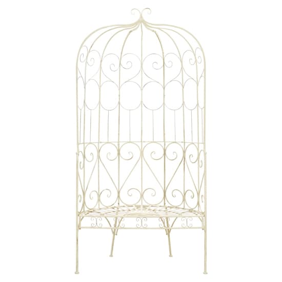 Piper 95cm Wrought Iron Garden Seating Bench In Antique White_2