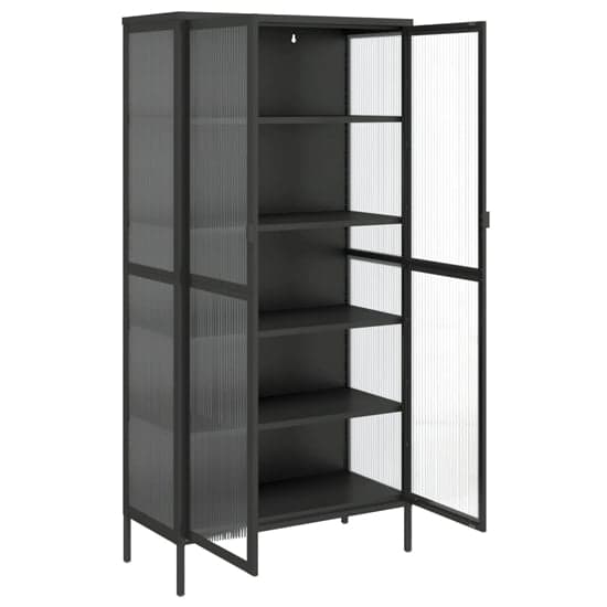 Piper Glass And Steel Display Cabinet With 2 Doors In Black_6