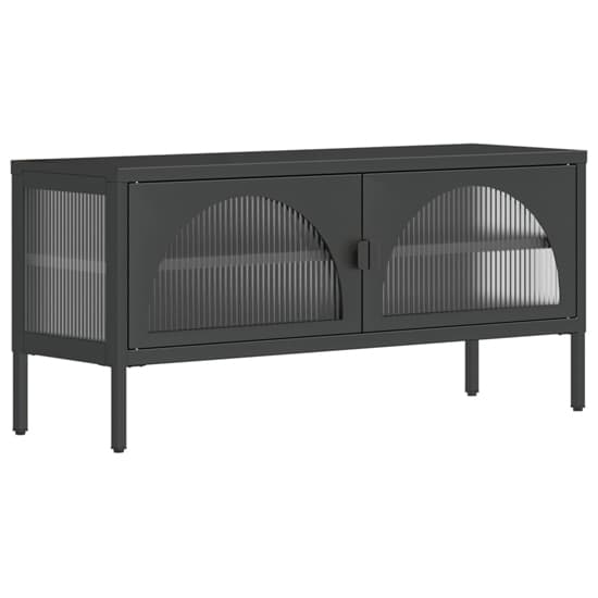 Piper Glass And Steel TV Stand With 2 Doors In Black_3