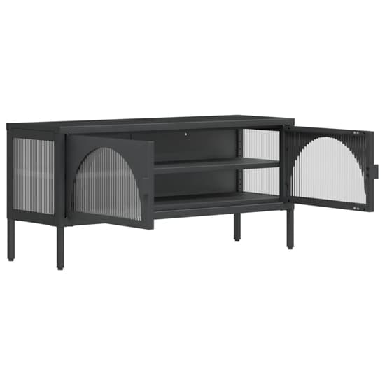 Piper Glass And Steel TV Stand With 2 Doors In Black_6