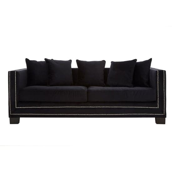 Pipirima Upholstered Velvet 3 Seater Sofa In Black_2