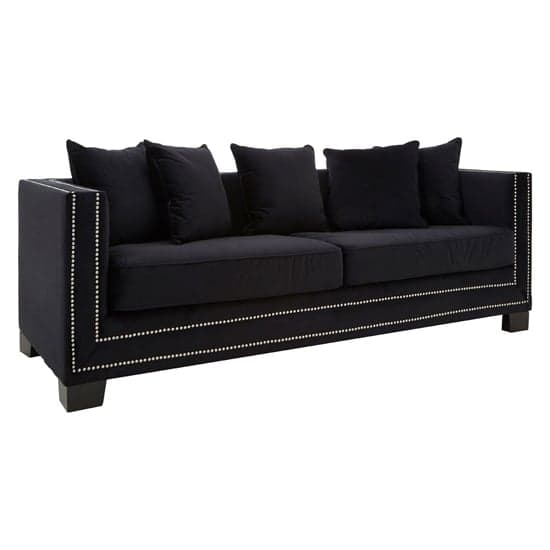 Pipirima Upholstered Velvet 3 Seater Sofa In Black_1