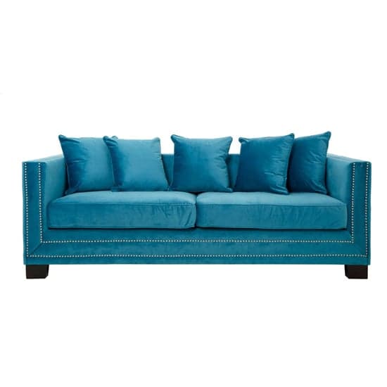 Pipirima Upholstered Velvet 3 Seater Sofa In Cyan Blue_2