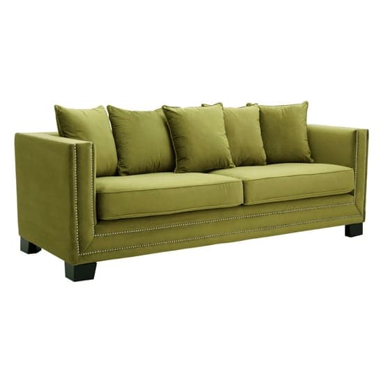Pipirima Upholstered Velvet 3 Seater Sofa In Moss Green_2