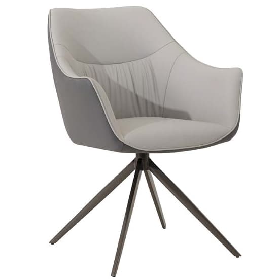 Piran Light Grey Faux Leather Dining Chairs In Pair_2