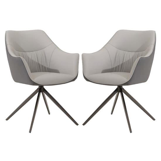 Piran Light Grey Faux Leather Dining Chairs In Pair_1