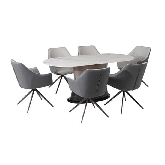 Piran Sintered Stone Dining Table With 6 Light Grey Chairs_2