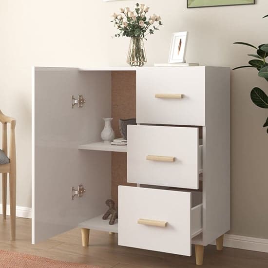 Pirro High Gloss Sideboard With 1 Door 3 Drawers In White_2