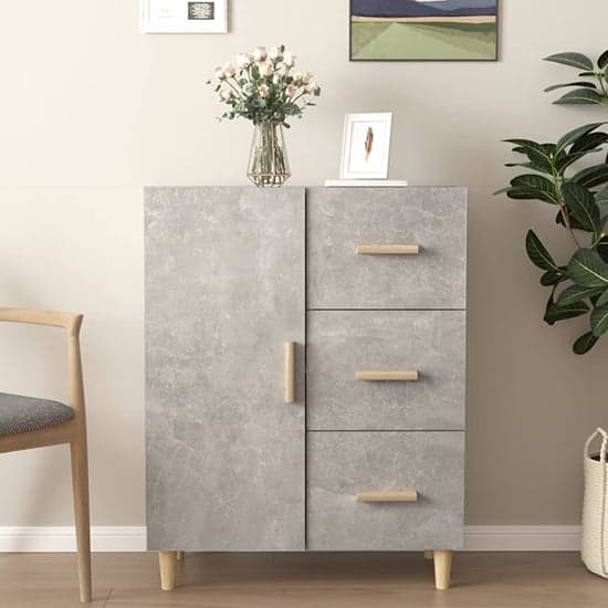 Pirro Wooden Sideboard With 1 Door 3 Drawers In Concrete Effect_1