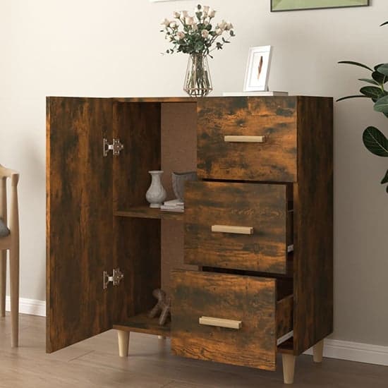 Pirro Wooden Sideboard With 1 Door 3 Drawers In Smoked Oak_2
