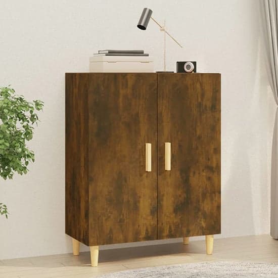 Pirro Wooden Sideboard With 2 Doors In Smoked Oak_1