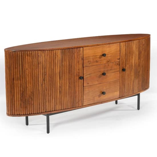 Plano Acacia Wood Sideboard With 2 Doors 3 Drawers In Walnut_3