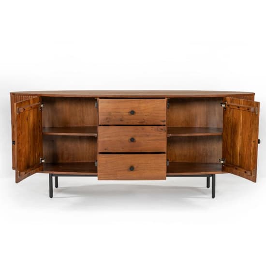 Plano Acacia Wood Sideboard With 2 Doors 3 Drawers In Walnut_4