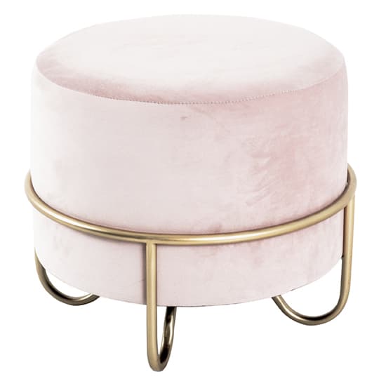 Plano Round Fabric Stool In Cream With Gold Metal Base_2