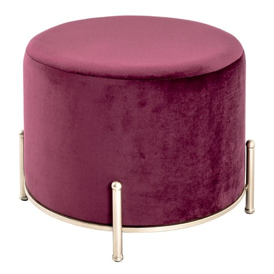 Plano Round Fabric Stool In Red With Gold Metal Base_2