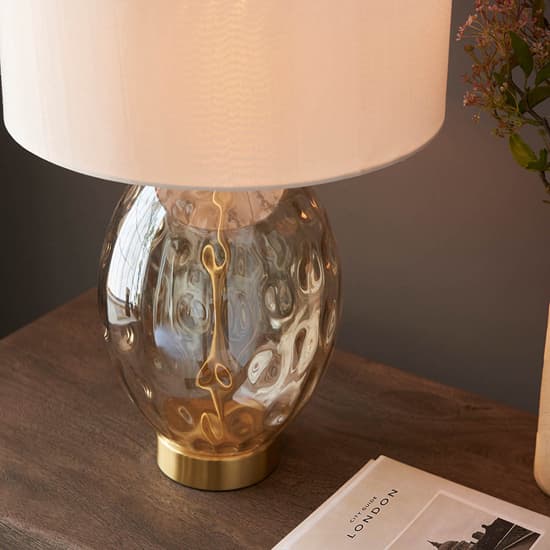 Plano White Shade Touch Table Lamp In Champagne Glass Base_2