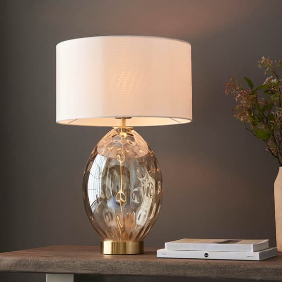 Plano White Shade Touch Table Lamp In Champagne Glass Base_4