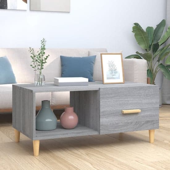 Plano Wooden Coffee Table With 1 Flap In Grey Sonoma Oak
