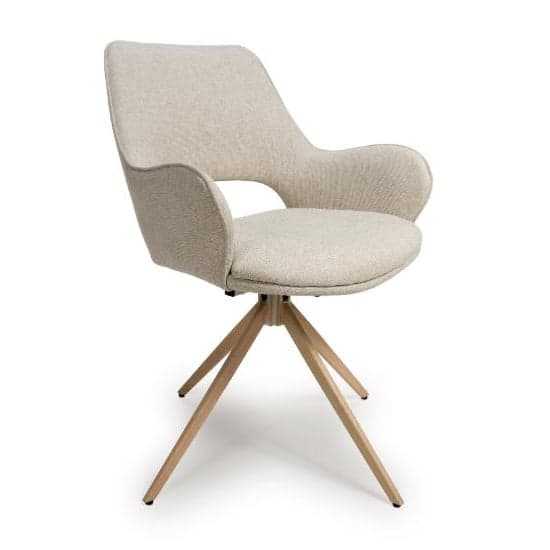 Playa Swivel Natural Fabric Dining Chairs In Pair_2
