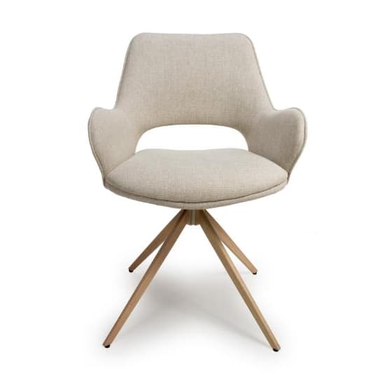 Playa Swivel Natural Fabric Dining Chairs In Pair_5