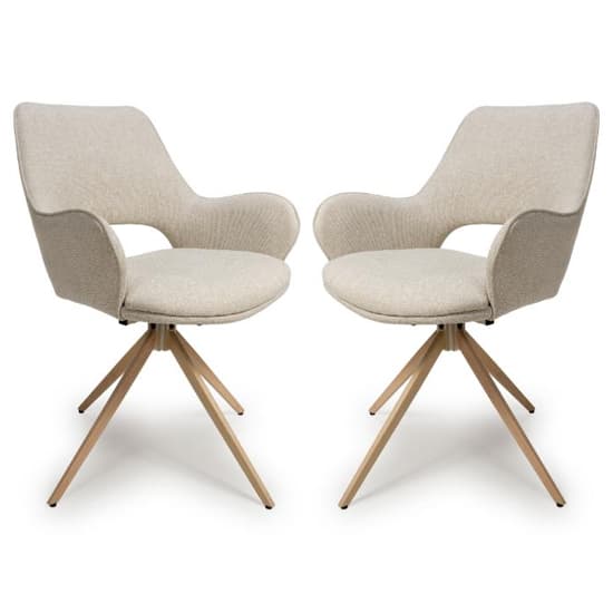 Playa Swivel Natural Fabric Dining Chairs In Pair_1