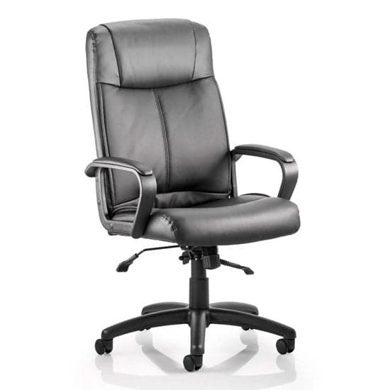 Plaza Leather Executive Office Chair In Black With Arms_1