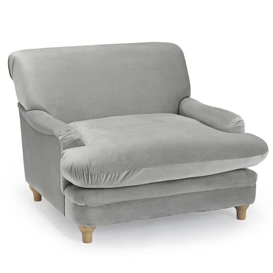 Plimpton Velvet Lounge Chair With Wooden Legs In Grey_3