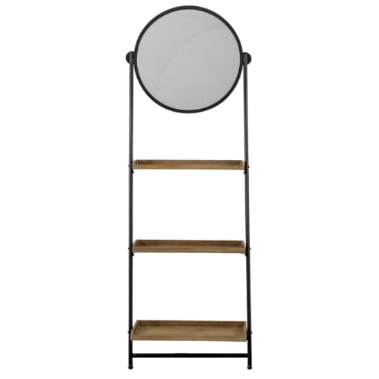Pocola Wooden Shelving Unit With Mirror In Black_2