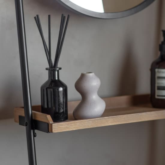 Pocola Wooden Shelving Unit With Mirror In Black_3