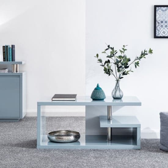 Powick Coffee Table In Grey High Gloss With LED Lighting_2