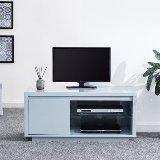 Powick TV Stand In Grey High Gloss With LED Lighting_2