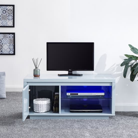 Powick TV Stand In Grey High Gloss With LED Lighting_3