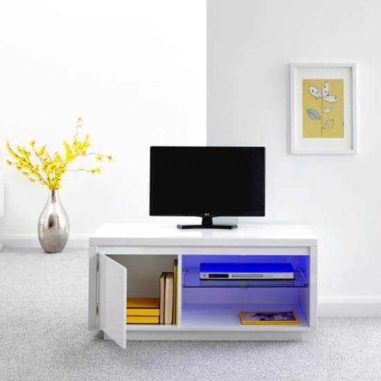 Powick TV Stand In White High Gloss With LED Lighting_2
