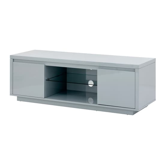 Powick Large TV Stand In Grey High Gloss With LED Light_6