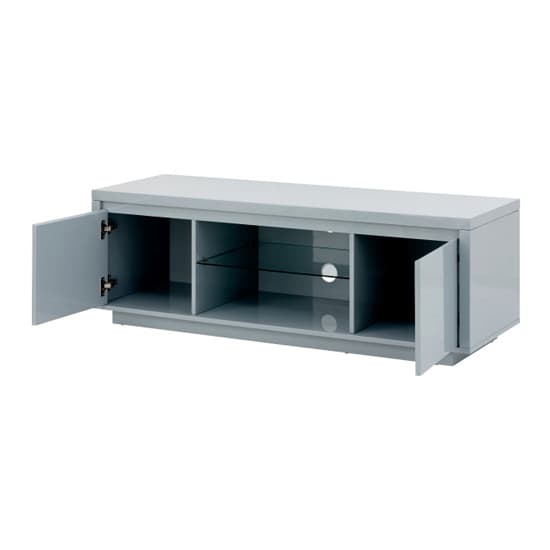 Powick Large TV Stand In Grey High Gloss With LED Light_7
