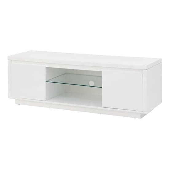Powick Large TV Stand In White High Gloss With LED Light_5
