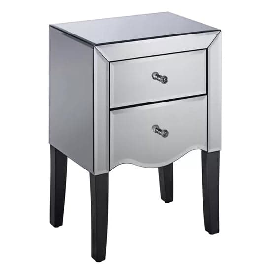 Polearm Mirrored Bedside Cabinet With 2 Drawers In Silver_2