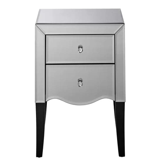 Polearm Mirrored Bedside Cabinet With 2 Drawers In Silver_3
