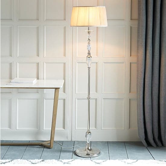 Polina Floor Lamp In Polished Nickel With Beige Shade_1